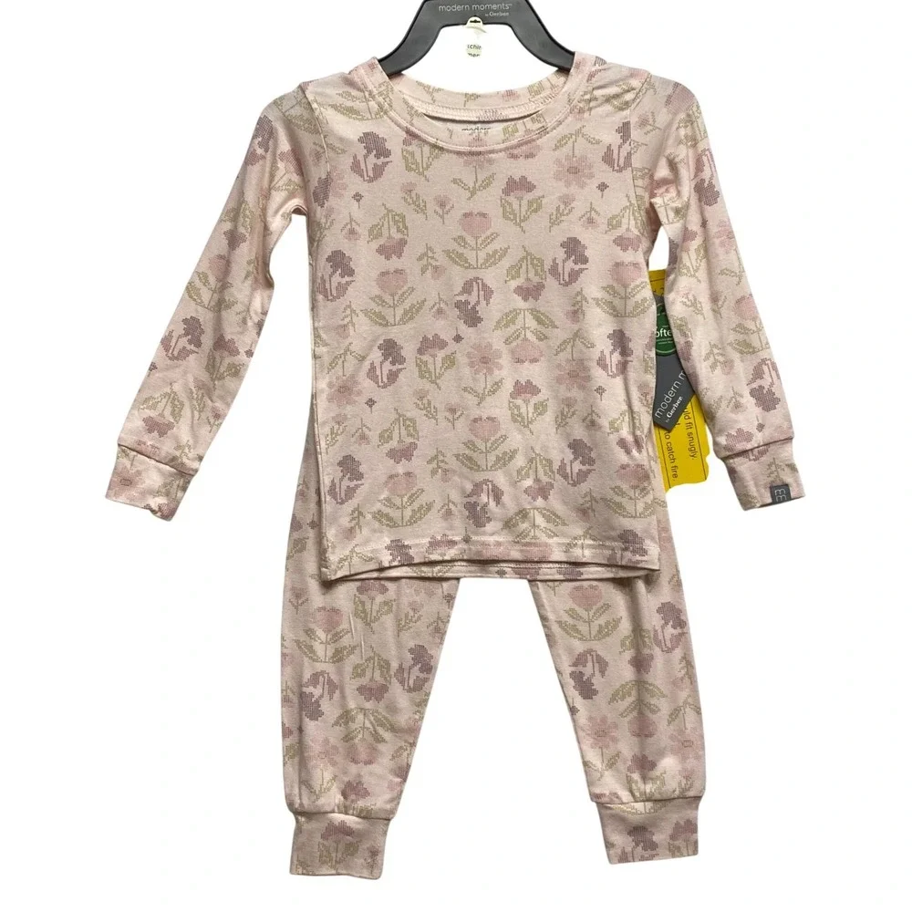 Modern Moments by Gerber Toddler Girls 2Pack Pajamas Horse & Floral Mauve 5T NWT